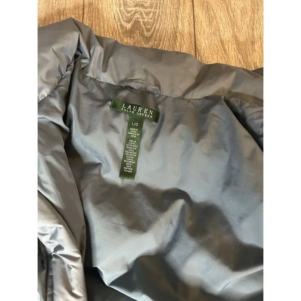 Lauren Ralph Lauren Down Quilted  Full Zip Puffer Parka‎ Coat Jacket Blue Sz L